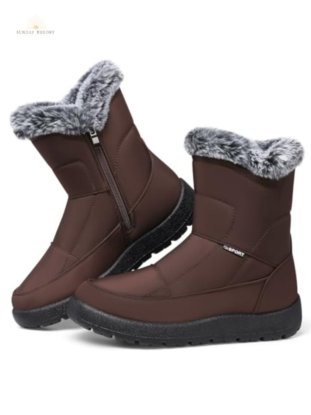 Waterproof Fur-Lined Ankle Snow Boots Side-Zip Winter Booties